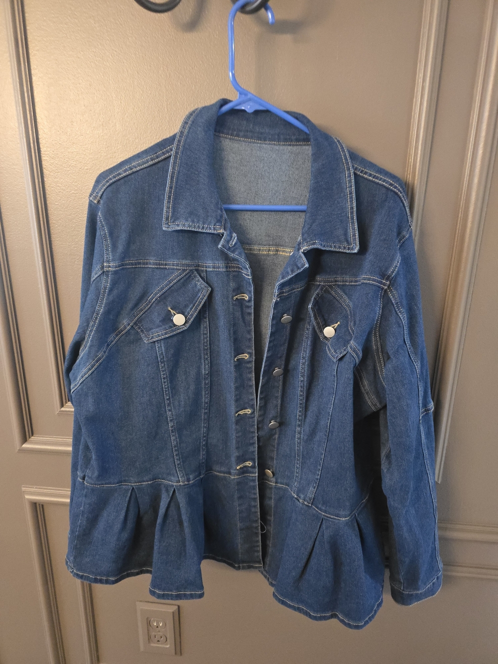 SHEIN Blue Denim Peplum Jacket